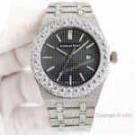 Bust Down Audemars Piguet Royal Oak Diamond Pave watch 15510st Black Dial